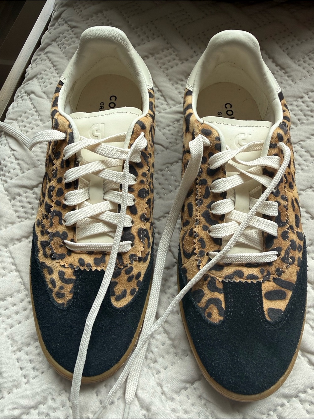Cole Haan Leopard Print and Black Suede Low-Top Sneakers